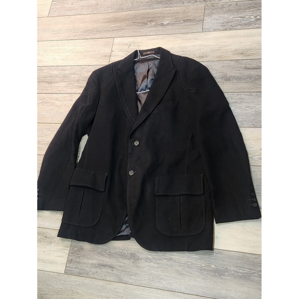 Caramelo Black Men's Two-Button Sport Coat Blazer w Patch Pockets Size 56 or XL